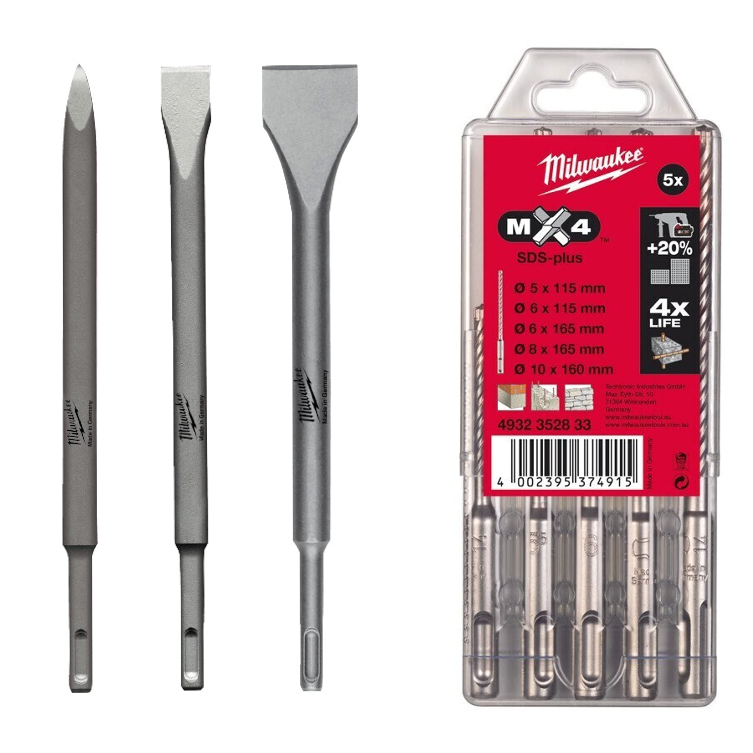 Coffret de 7 Forets SDS Plus Mx4 MILWAUKEE 5/6x115mm - 6/8/8/10