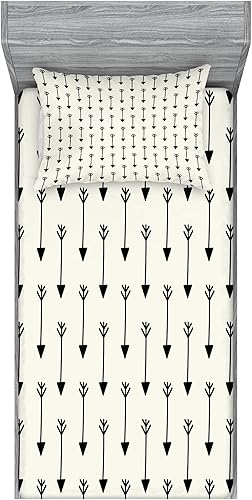 Miniatura 224 de Ambesonne Juego de sábanas bajeras y fundas de almohada, diseño retro de los videojuegos con botones de joystick vintage de los años 80 y 90, diseño