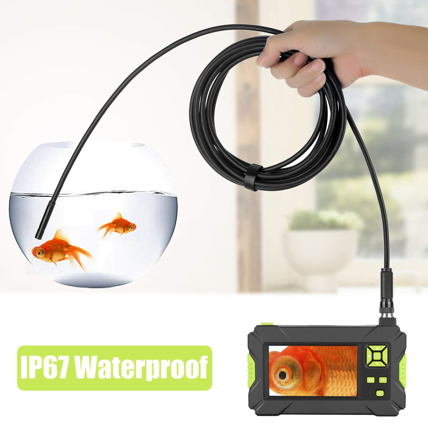 Riloer Endoscopio industriale, telecamera di ispezione HD 1080P con schermo LCD da 4,3 pollici, 8 luci a LED, cavo rigido periscopio per ispezione di automobili/condutture/aria condizionata, 2 m