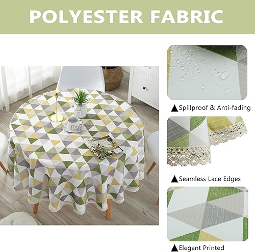 Miniatura 3 de Mantel impreso elegante resistente  Mantel de encaje de tela a prueba de derrames  Mantel redondo para comedor, cocina, decoración del hogar (63
