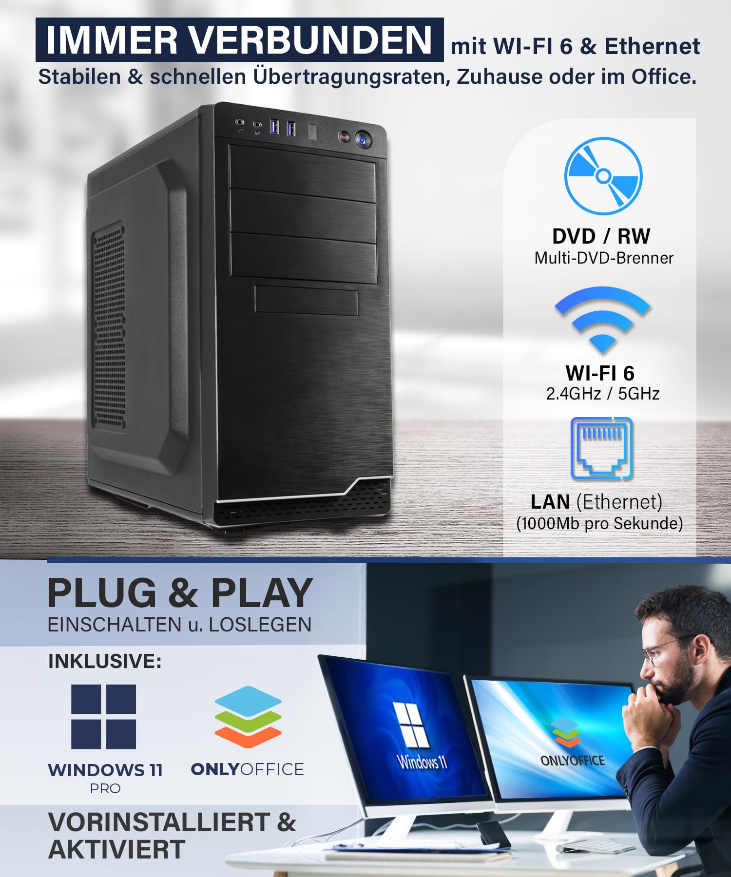 PC Aziendale Windows 11PRO HYPER BYTE® Intel I7 3,8 GhZ 32 GB RAM 1000 - Foto 5