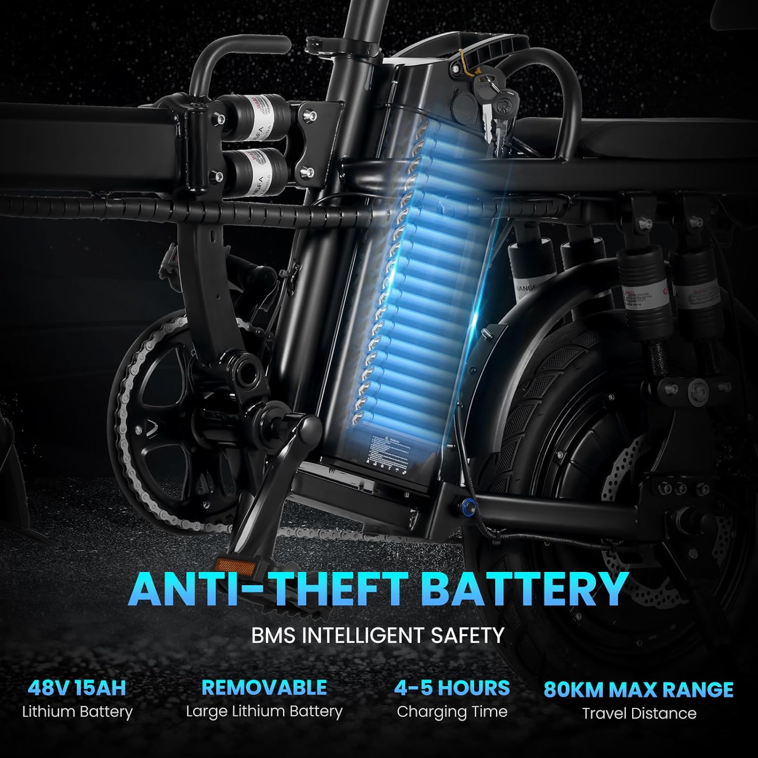 ILEFOROR A9 Electric Bike with visible 48V 15Ah anti-theft battery