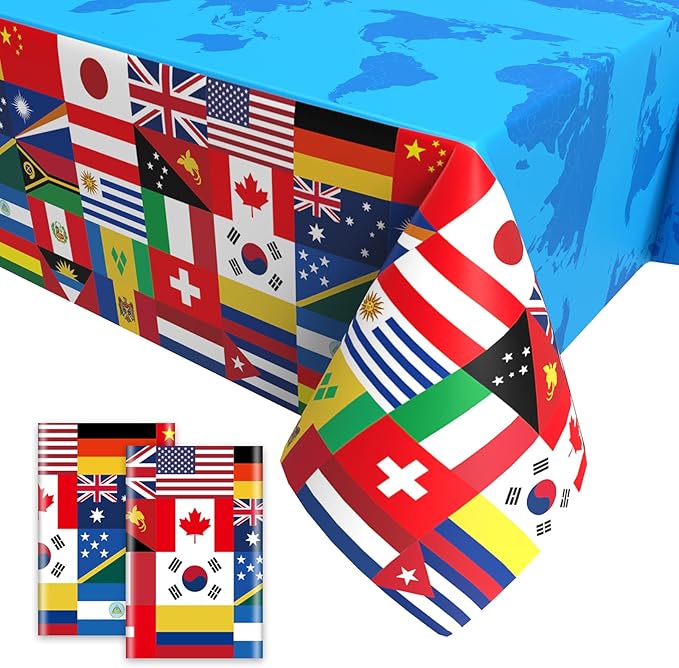 2 x International Flag Tablecloth, Tablecloth for Euro Football 2024