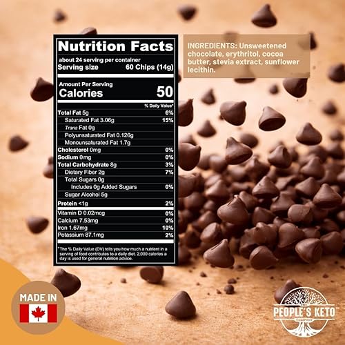 Miniatura 2 de Chips de chocolate grandes sin azúcar, endulzados con estevia, 12 onzas. Tamaño económico, sin OMG, vegano, keto, bajo en carbohidratos, 60% cacao