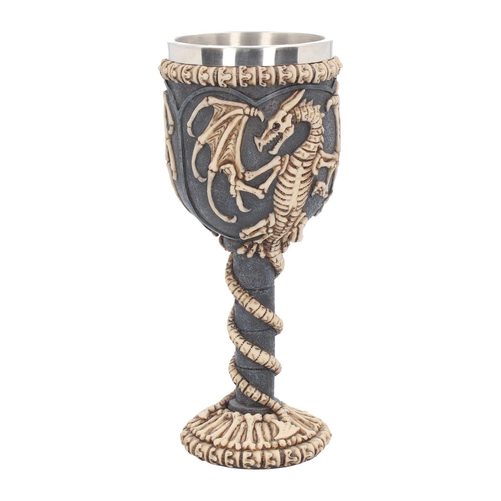 Nemesis Now Dragon Remains Goblet 19cm, Resin w/stainless steel insert, Black, One Size