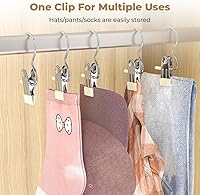 Vista 3 de Space-Saving Clothespin Hat Pants Storage Hanging Travel Hook, Stainless Steel Boot Hangers Clips Boot Hangers for Closet, Laundry Hooks Hanging
