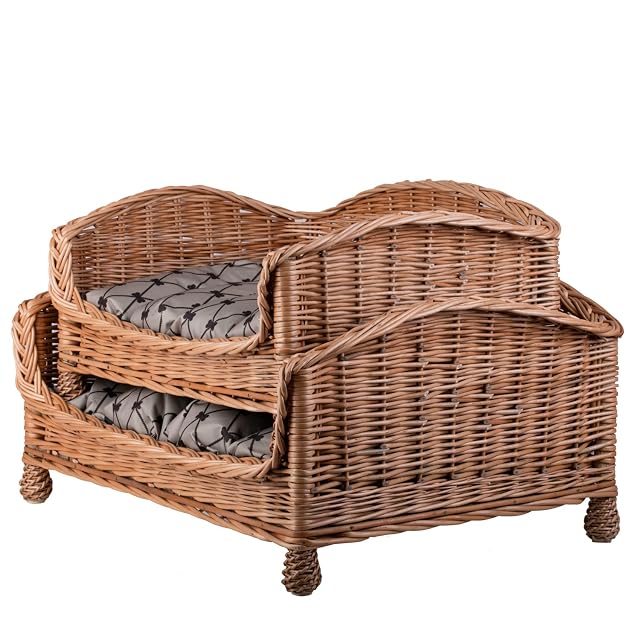 Foto 4 de 6 de e-wicker24 Alles aus Weide Cesta para Mascotas, Cesta de Mimbre para Perros y Gatos, con cojín Suave