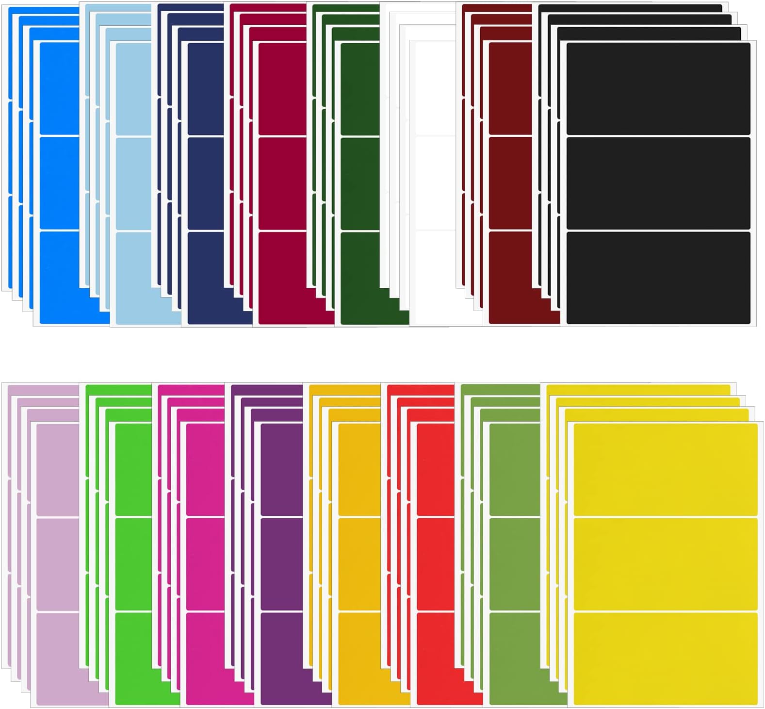192 Pcs Assorted Color-Coding Label Stickers, 2 x 4 inch Waterproof Blank Code Labels Removable Colored Sticky Tags for Office School Supplies, 16 Colors