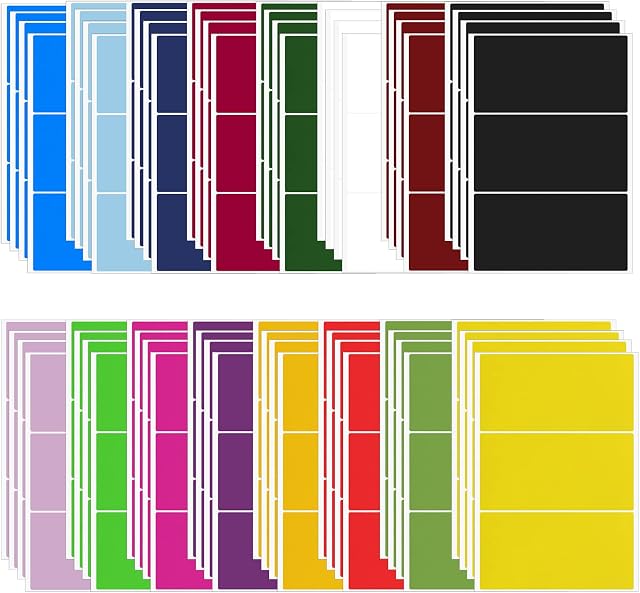 192 Pcs Assorted Color-Coding Label Stickers, 2 x 4 inch Waterproof Blank Code Labels Removable Colored Sticky Tags for Office School Supplies, 16 Colors