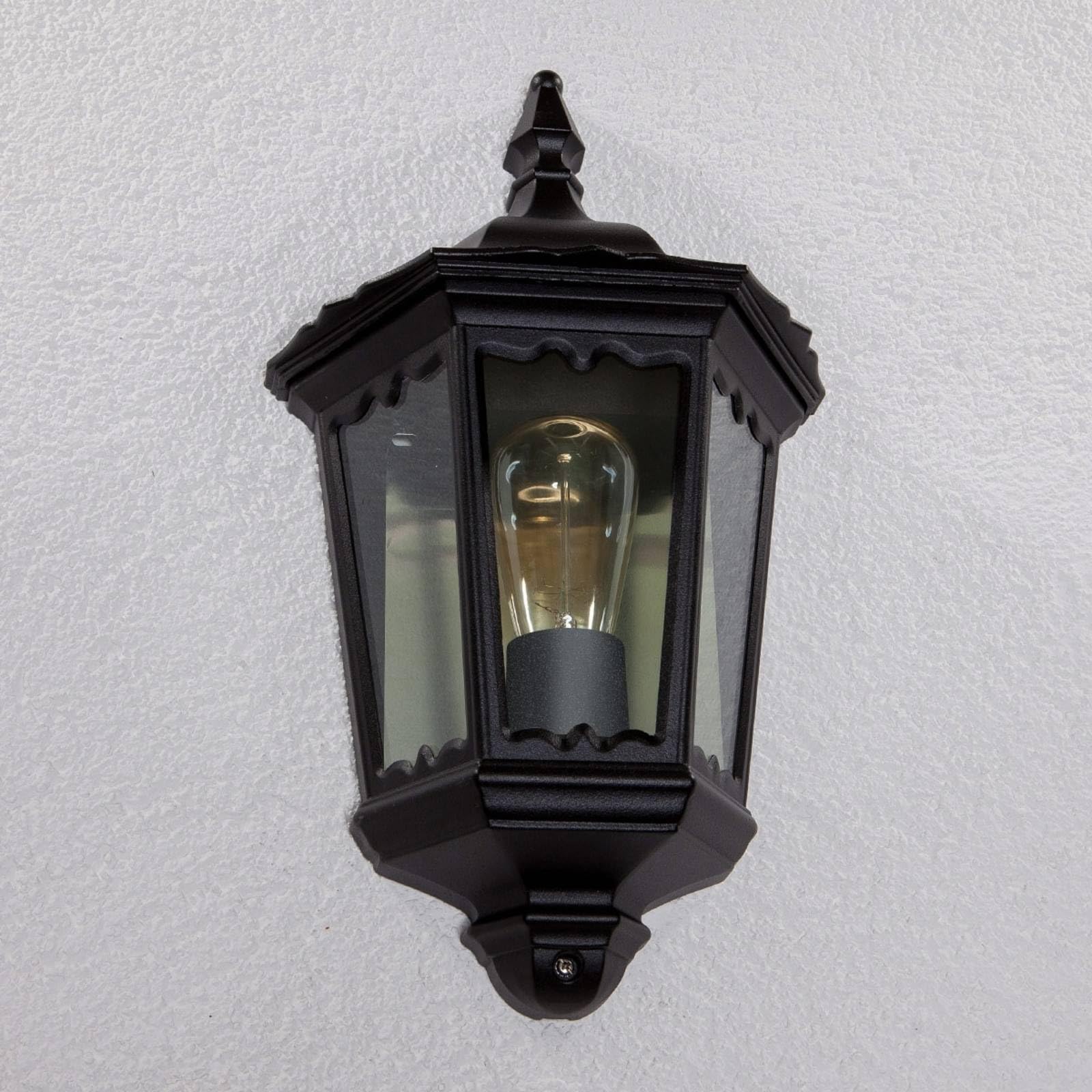 Lindby Wandleuchte außen Lieva (spritzwassergeschützt (Retro, Vintage Antik) in Schwarz aus Aluminium (1 flammig E27) - Außenwandleuchten Wandlampe Led Außenlampe Outdoor für