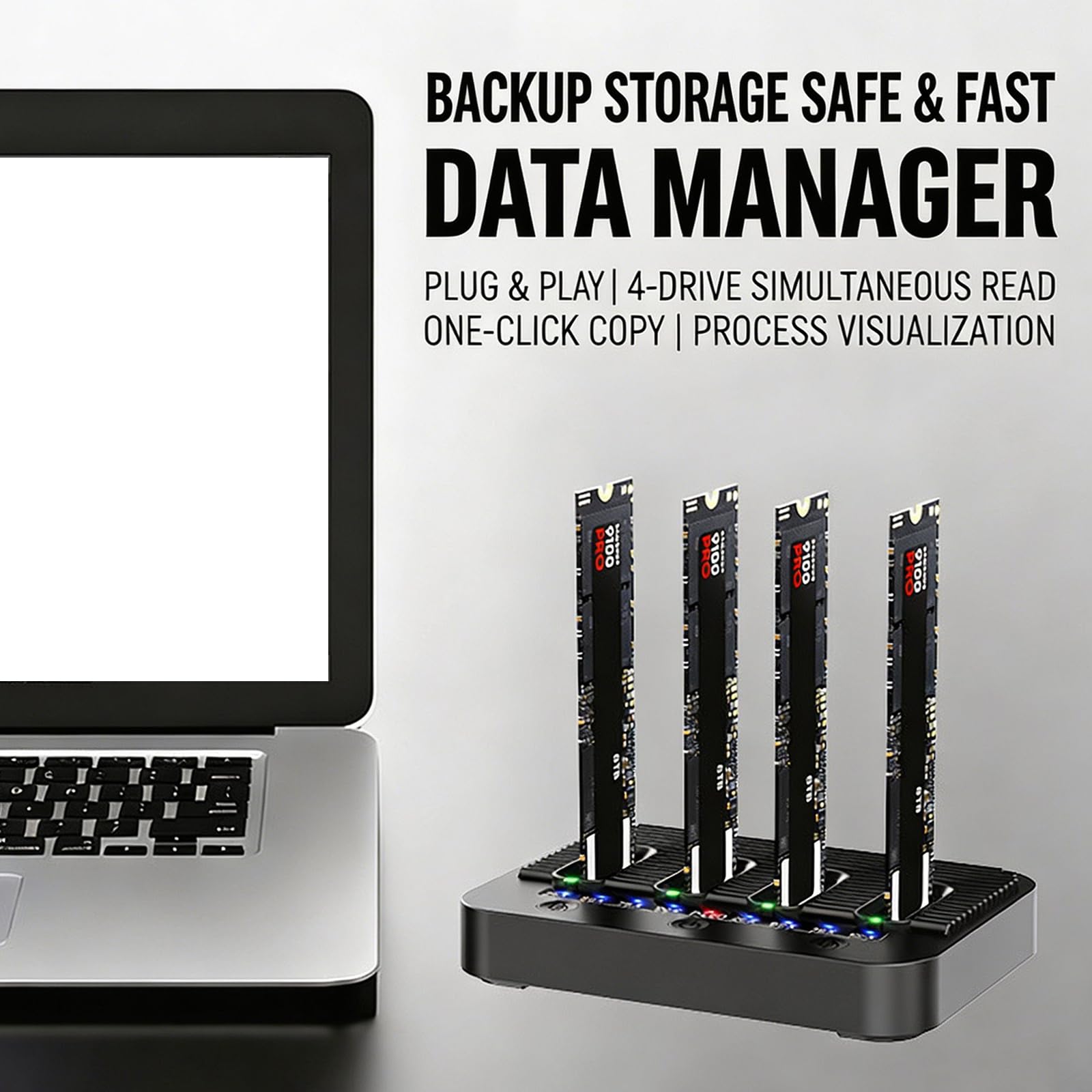 Docking station per unità ad alta velocità per 4 dischi simultaneamente in lettura e scrittura e capacità di 16 TB, ideale per backup dati Dock per disco rigido