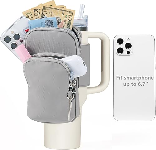 SUITMAT Water Bottle Pouch for Stanley Quencher Series Tumbler, Large Pouch Bag for Stanley Cup Accessories, Cup Backpack with Multiple Pockets for