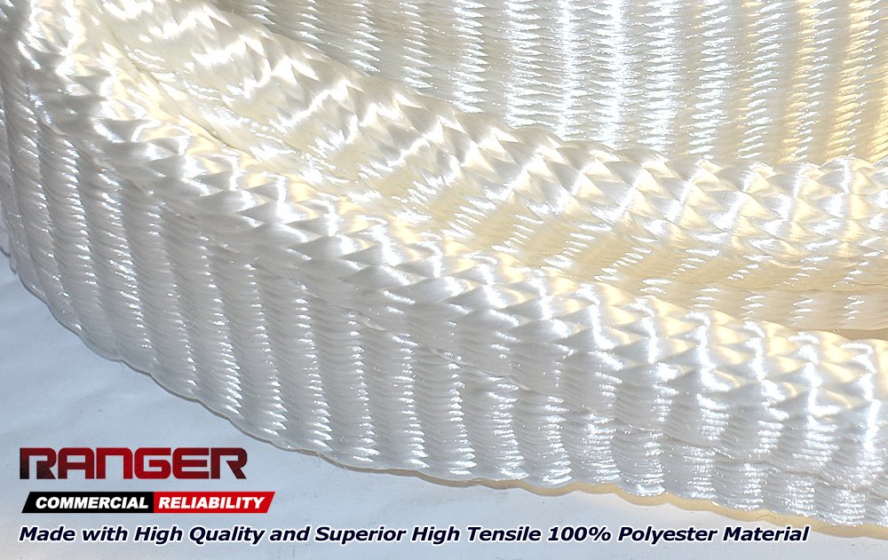 Ranger 3" x 6' Tree Saver Strap for Tow Winch Recovery Heavy Duty with Reinforced Loops + Protective Sleeves 30,000 lb Breaking Capacity 13.6 Tons