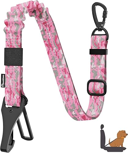 Miniatura 18 de Cinturón de seguridad para perros Pawaboo para coche, cinturón de seguridad para mascotas con reposacabezas y doble correa, 360° sin enredos para 2