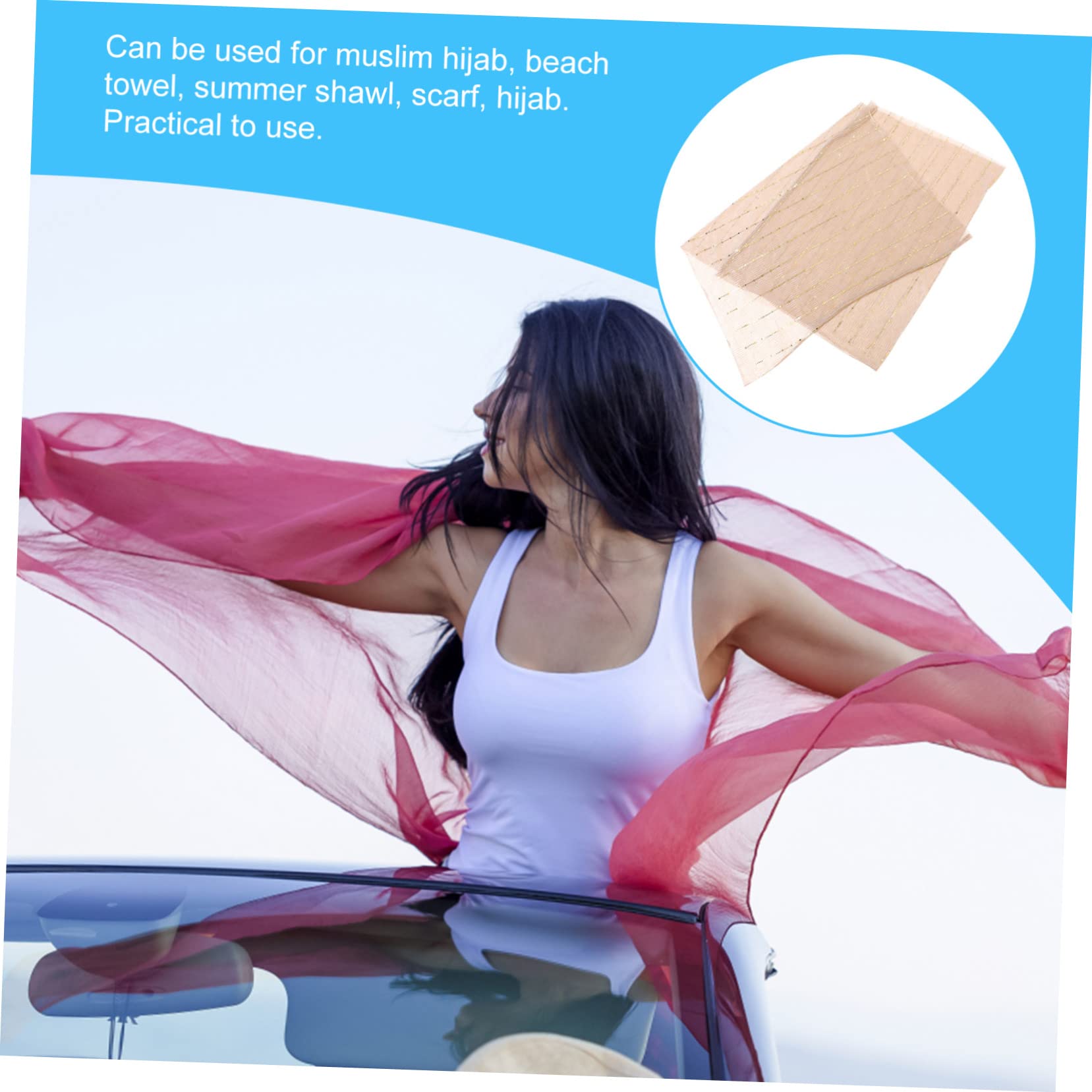 LIFKOME 5 Elegantes Bufandas Con Purpurina Para Mujer Tocados De Moda Para Atuendos Elegantes Ligeros Y Con Estilo.