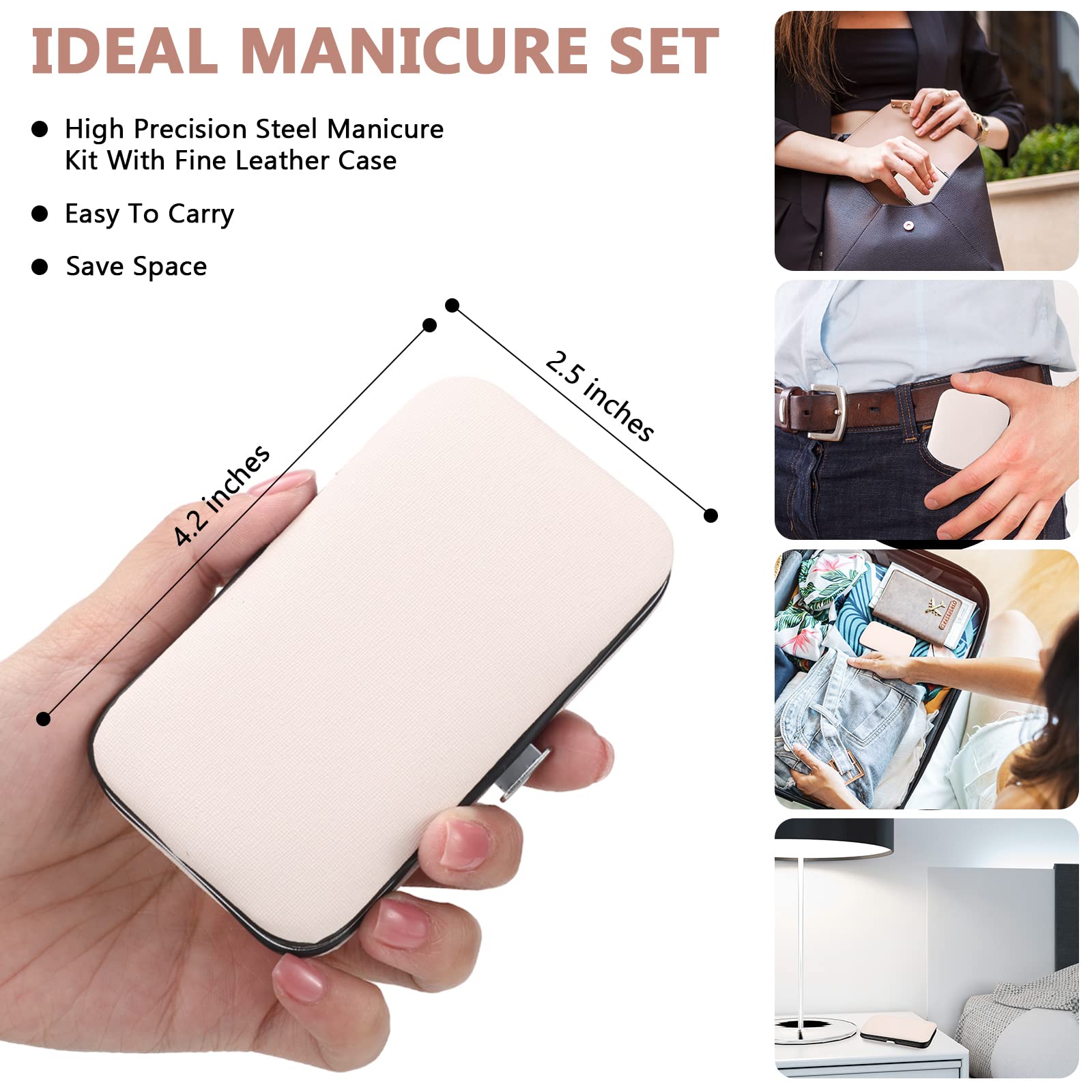 Geosar Juego de 12 juegos de manicura, cortaúñas de Navidad, kit de pedicura 8 en 1, kit de aseo profesional de acero inoxidable, herramientas de cuidado de uñas con estuche de viaje para hombres y