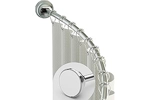 Zenna Home Curved Tension Shower Curtain Rod: NeverRust Tension Pole for Bathrooms