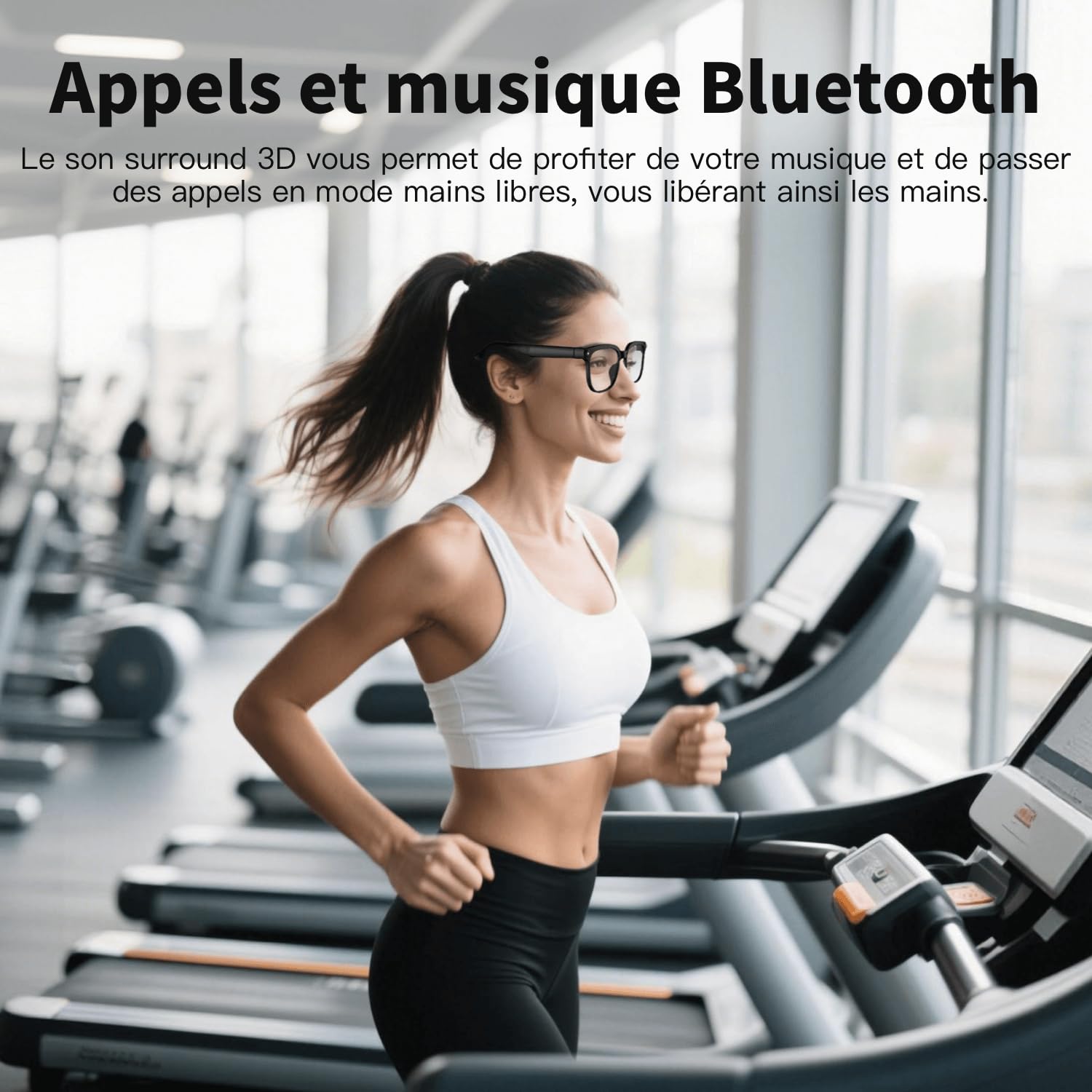 Lunettes intelligentes AI 32 Go avec caméra HD 4K, Lunettes avec caméra Anti-tremblement 8 MP, Prise en Charge de l'enregistrement vidéo, Traduction en Temps réel, Verres photochromiques