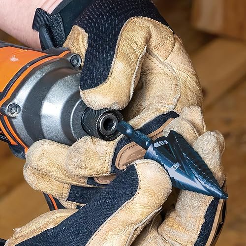 Miniatura 9 de Klein Tools QRST11 Step Drill Bit, Quick Release Spiral Double-Fluted, 7/8 to 1-1/8-Inch, Hex Shank, Cut Steel, Wood, Plastic, Aluminum