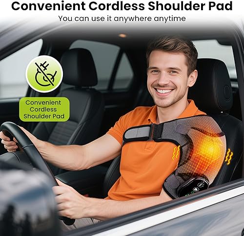 Miniatura 3 de Almohadilla térmica de hombro inalámbrica con vibración para aliviar el dolor del manguito rotador, almohadilla de masaje calentada para el brazo,