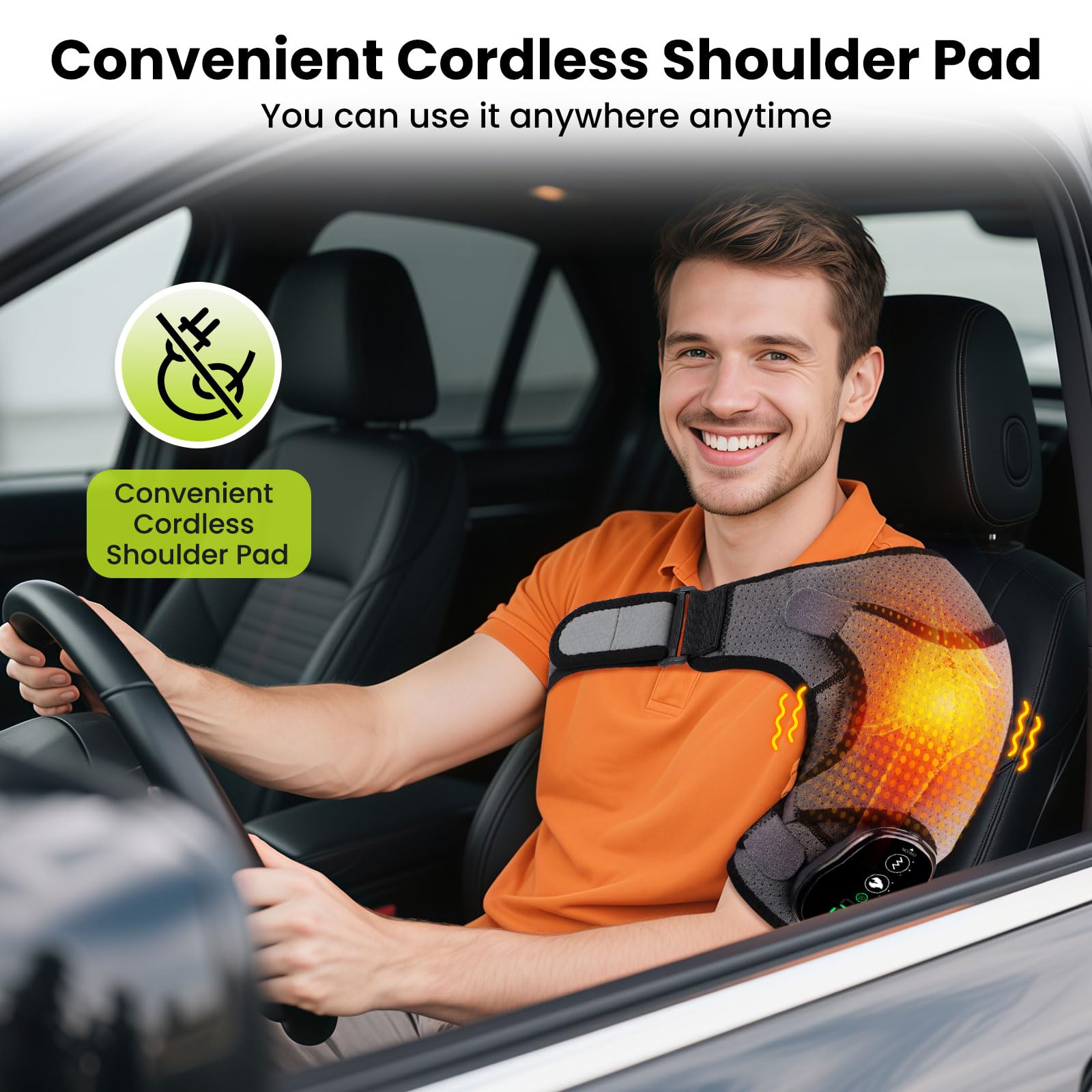 Coussin De Massage Chauffant Sans Fil Pour Épaule, Attelle Chauffante Avec 3 Niveaux De Chaleur Et Vibrations, Écran Tactile Et Batterie 5000mah, Adaptée À L'Épaule Gauche/Droite Pour Unisexe (Gris)