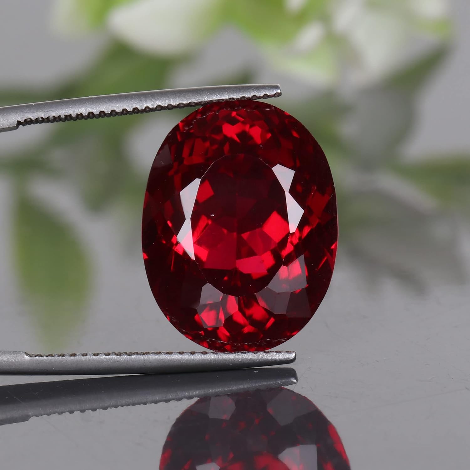REAL-GEMS - Beautiful 16.Carat Red Ruby Oval Cut Lab-Created Loose Gemstone For Ring Making