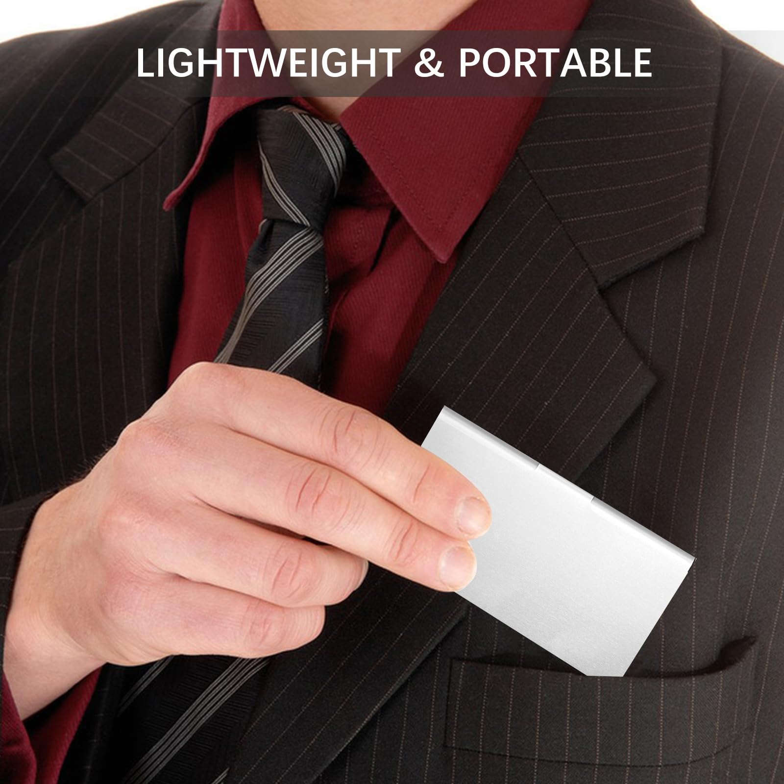 4 Piezas Porta Tarjetas de Visita,Portatarjetas de Visita de Aluminio,Tarjetero Tarjetas Visita Metálico Ultrafino,Estuche para Tarjetas de Visita para Hombre y Mujer (Negro + Plata)