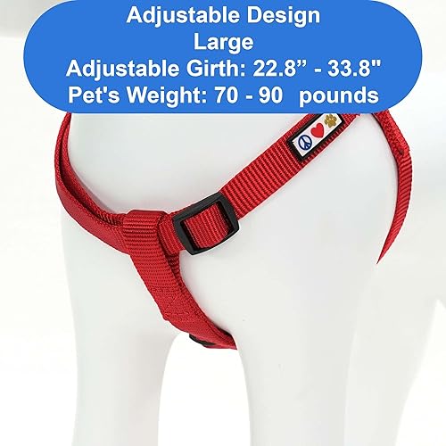 Miniatura 3 de Pawtitas Arnés Step-in de Color Sólido para Perro – Chaleco Ajustable Anti-Tirones para Cachorros a Seniors, Seguro y Cómodo L Rojo