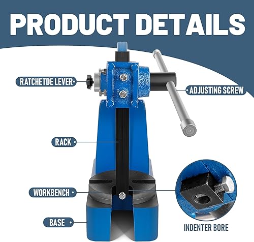 Vista 24 de Prensa de eje de 1 tonelada con volante, altura máxima de 5.5 pulgadas, prensa manual de escritorio de hierro fundido, prensa manual de precisión 1