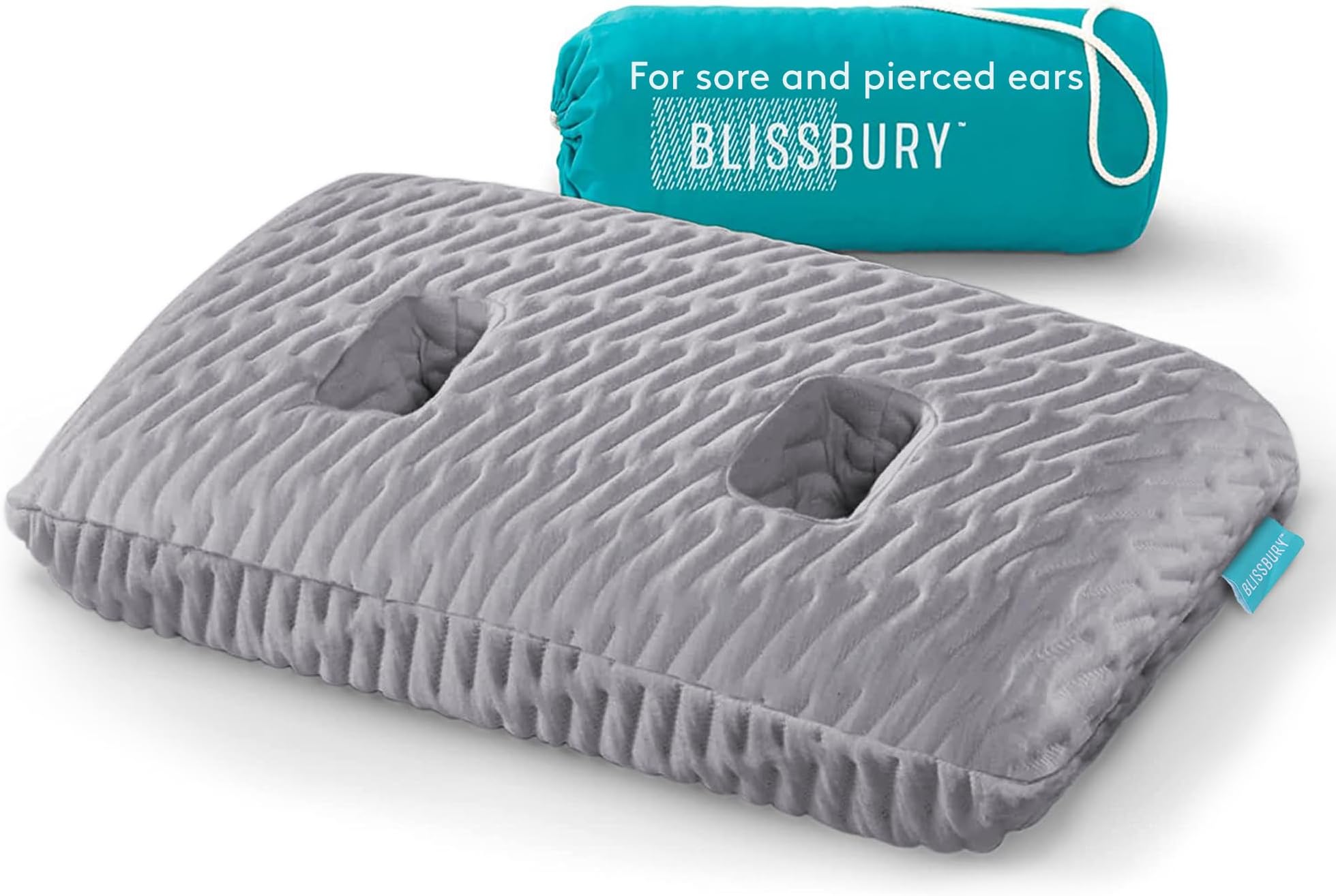 BLISSBURY Ear Pillow with Ear Hole for Sleeping with Sore Ear Pain | Adjustable Memory Foam Pillow with Holes for chondrodermatitis CNH | Ear Piercing Protection | Support earplugs