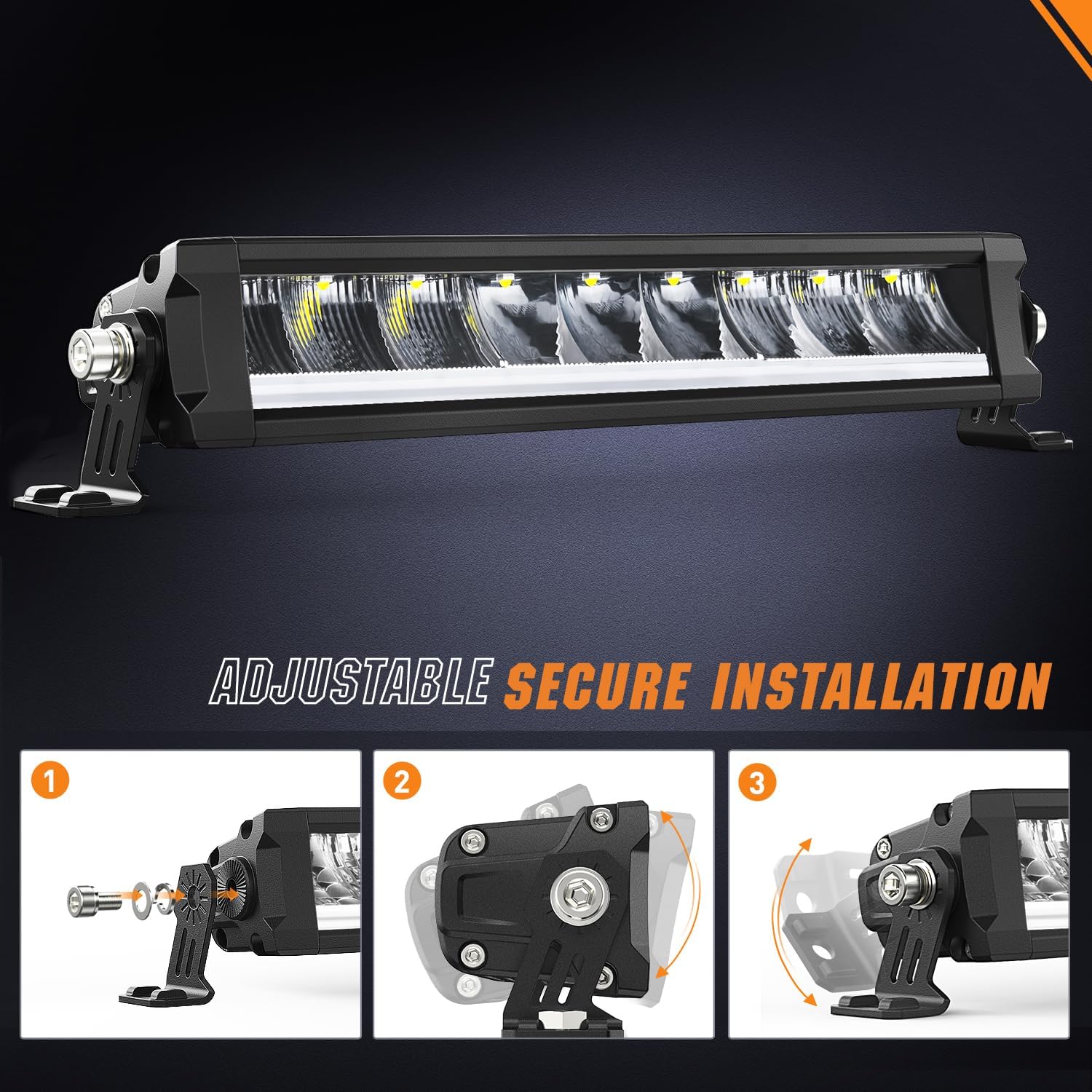 Nilight LED Light Bar with Amber DRL 2 PCS 45 W 12.2 Inch Single Row Slim 4980 LM Anti-Glare Flood Spot Combo IP68 Offroad Driving Lights w/ 16AWG DT Wiring Kit for Pickup Truck SUV ATV UTV 4x4 Jeep
