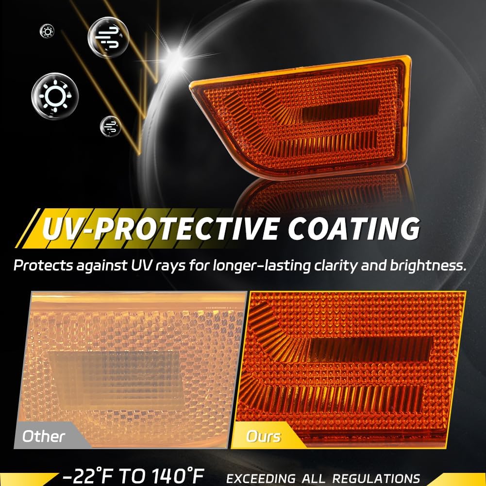 Front Side Marker Lights Housing Compatible with Fo-rd Maverick 2022-2025, [DOT Certified] Turn Signal Marker Light Cover [No Bulbs], Replace OEM #FO2550149, 2 PCS, Amber Lens