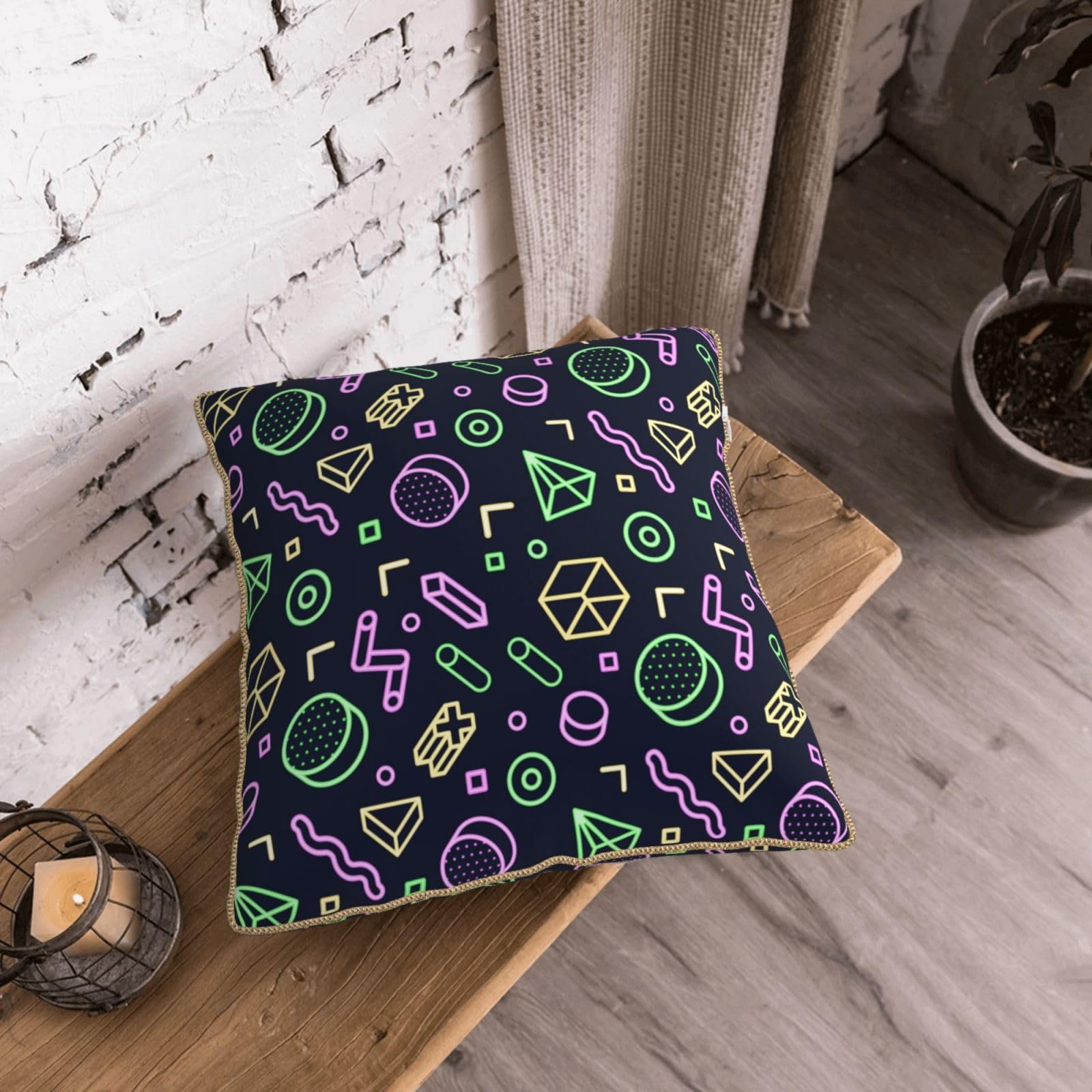 Amazon｜ネオン模様と幾何学模様 抱き枕 可愛い 抱きまくら クッション