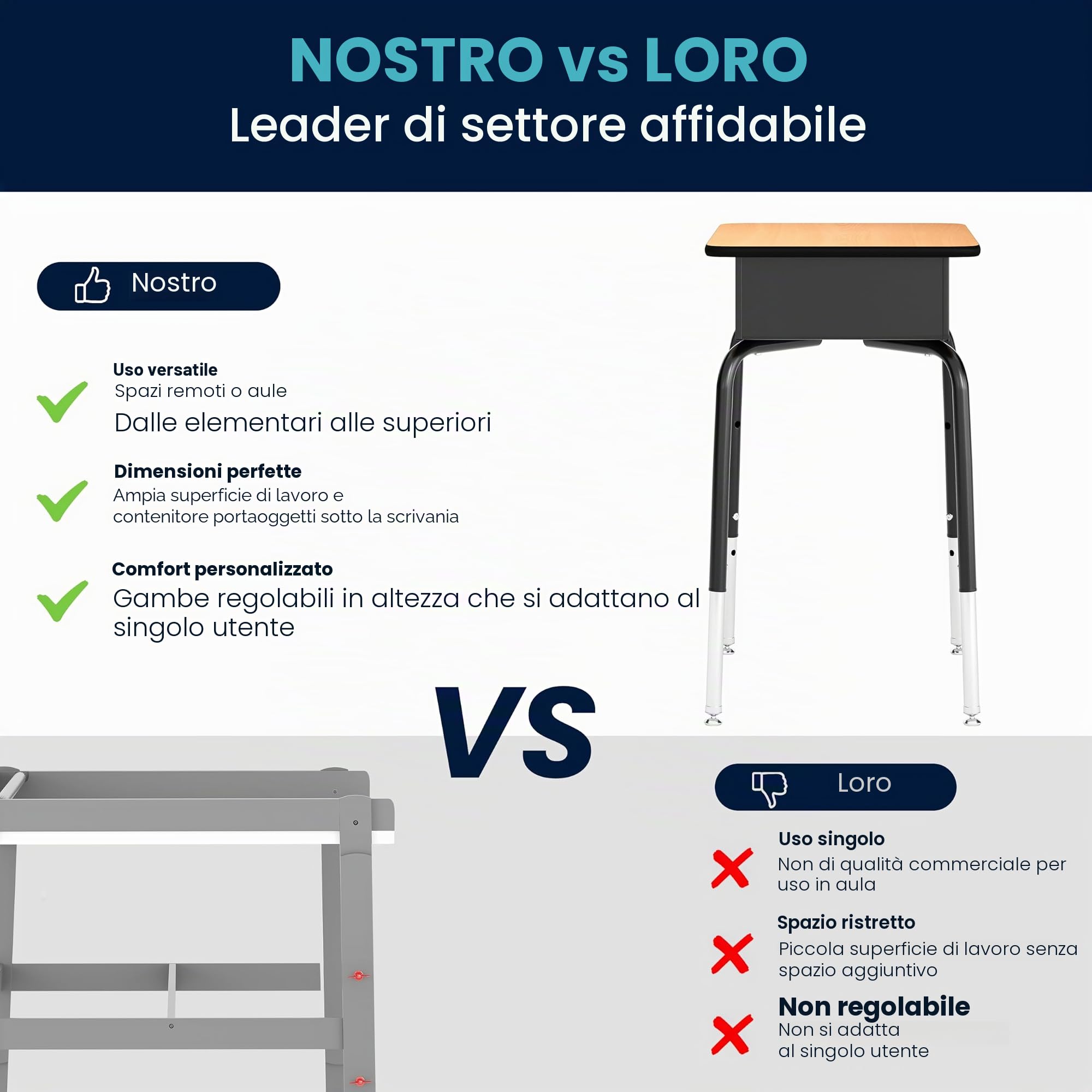 Flash Furniture FD-Desk-GG - Scrivania per Studenti con Scatola Porta Libri in Metallo Aperta Frontale, Colore: Nero