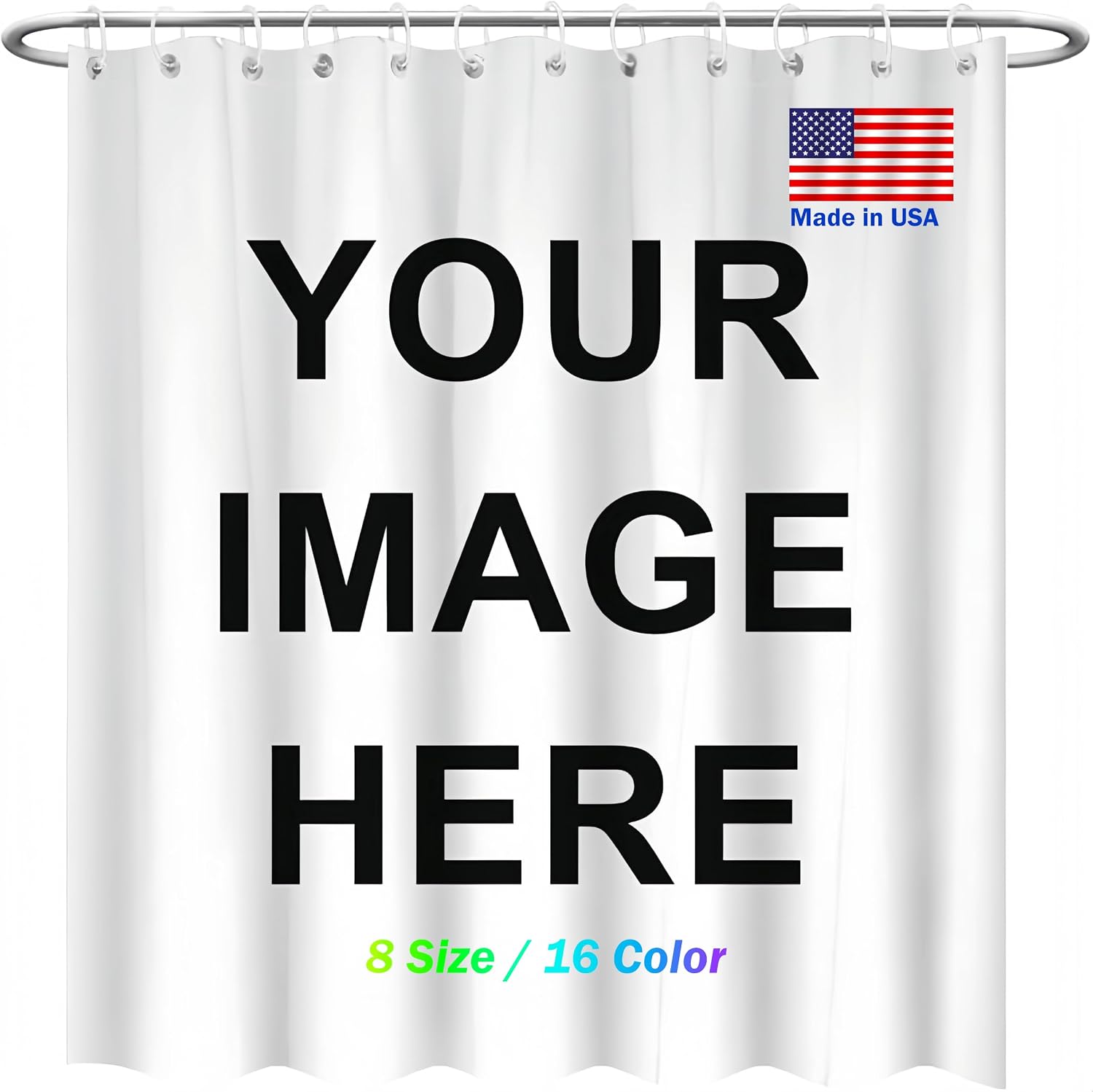 Custom Shower Curtain, Personalized Photo Text Curtains with Hooks