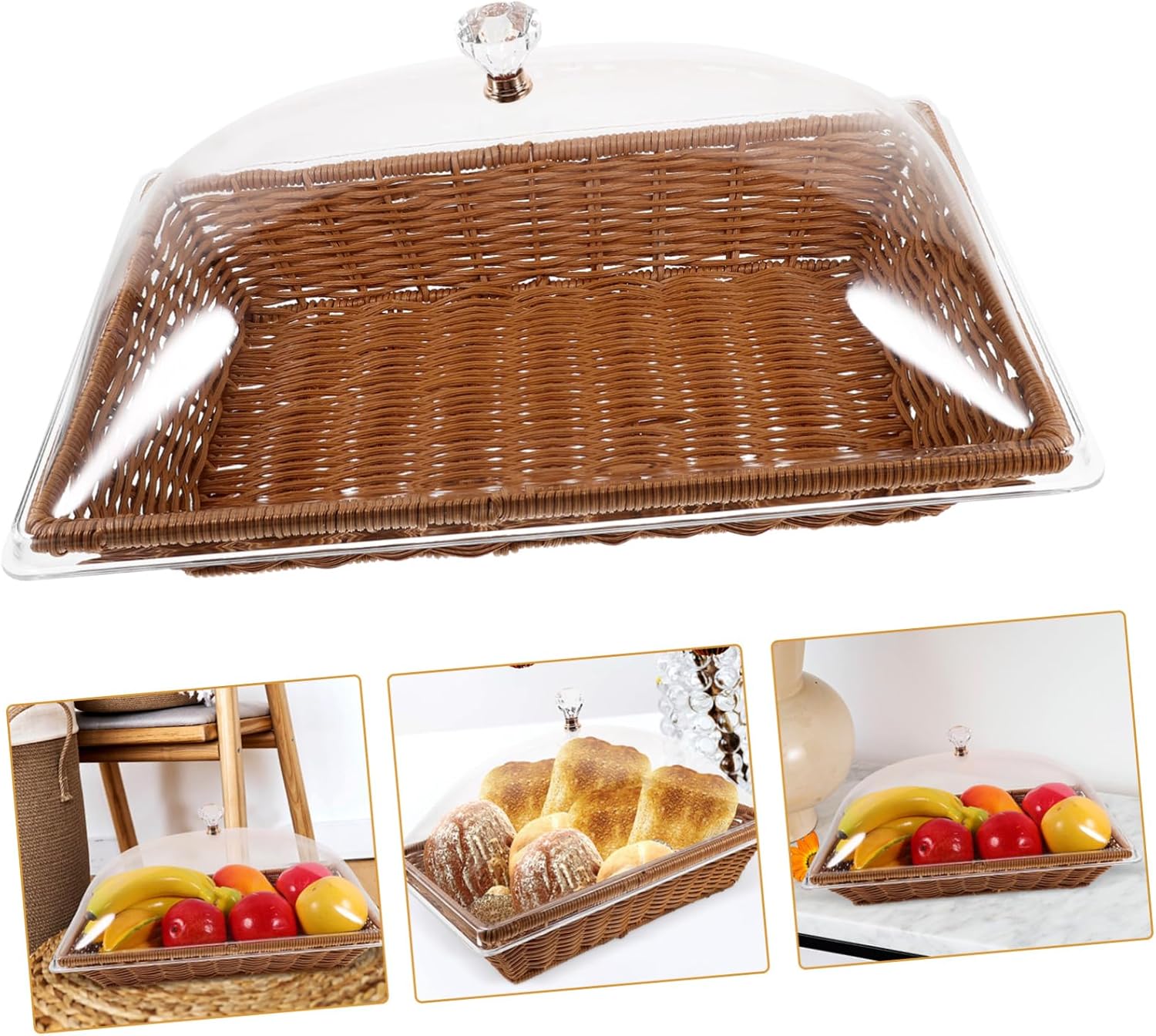 PRETYZOOM Woven Baskets Fruit Basket for Kitchen Bread Storage Container Desktop Storage