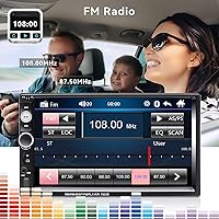 Vista 4 de CAMECHO 7" Double Din Car Stereo Audio Bluetooth MP5 Player USB FM Multimedia Radio+ 4 LED Mini Backup Camera with Steering Wheel Remote Support