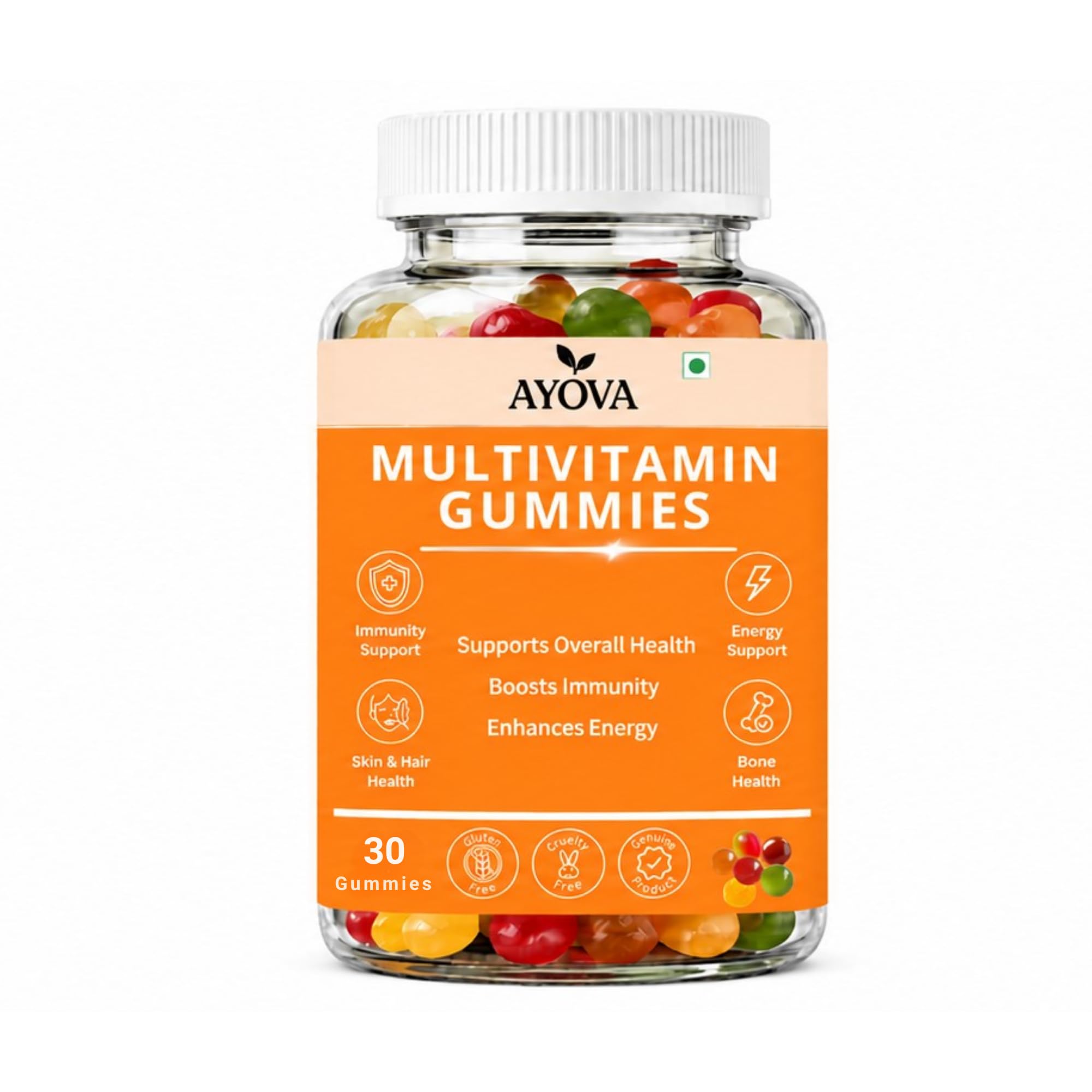 Multivitamin Gummies for Adults & Kids | Daily Vitamins for Immunity, Energy, Skin, Hair & Bone Health | Gluten-Free, Cruelty-Free Gummies | 30 Count