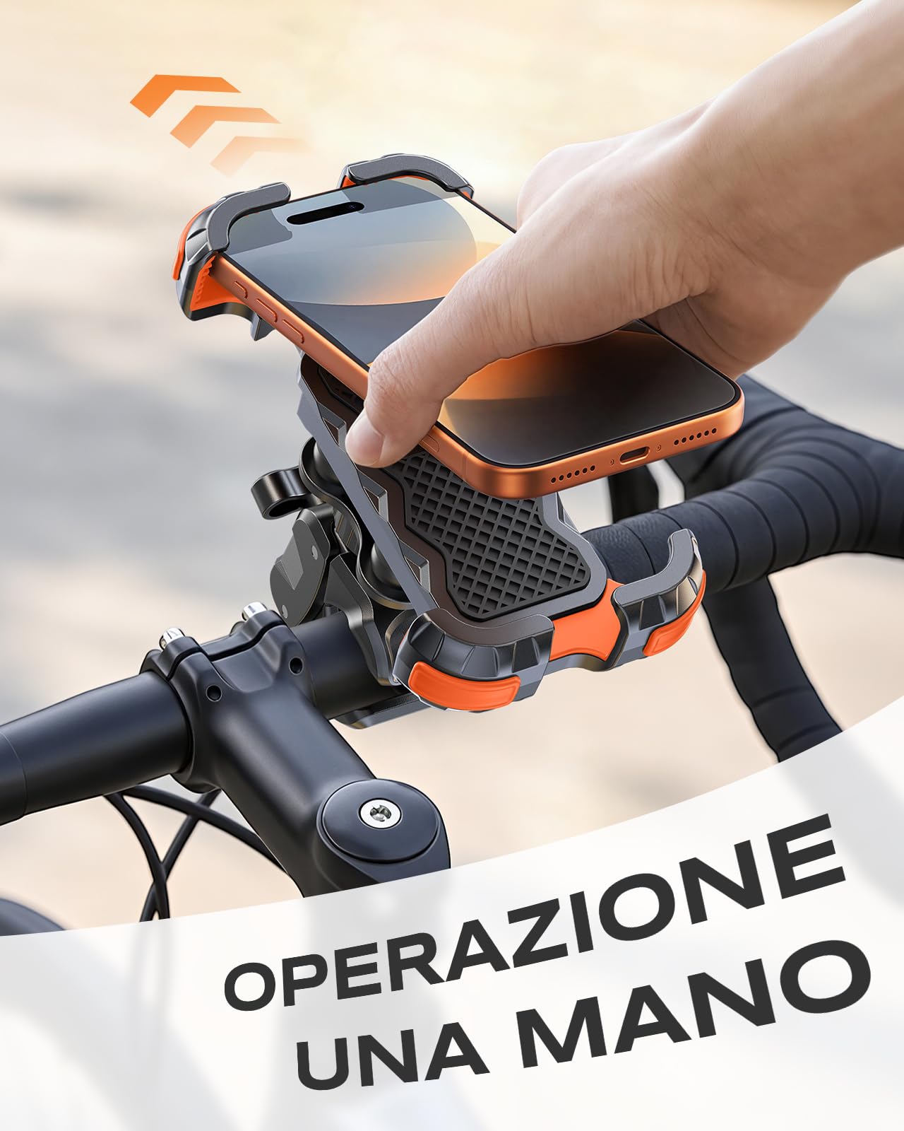 Babacom Porta Telefono Moto Antivibrazione con Ammortizzatore e Clip di Installazione Rapida, 1S Blocco Rapido Supporto Telefono per Bici/ATV/Scooter, Porta Cellulare Moto per 4,7-6,8" Smartphone
