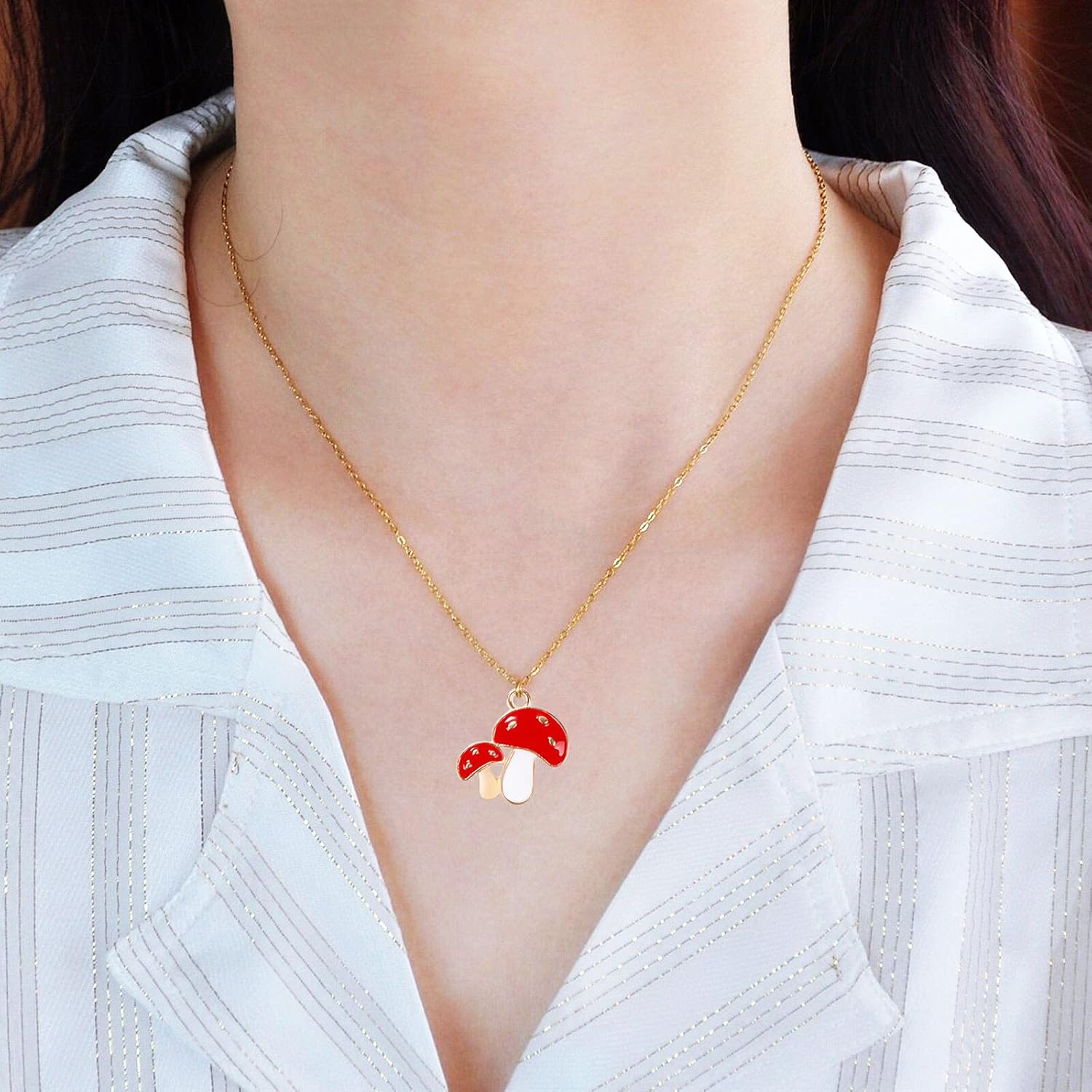 30 pcs Mushroom Pendant Charm for Jewelry Making,7 Styles Alloy Enamel Resin Charms with Holes,Red and Pink Mushroom Beads for DIY Bracelet Necklace Jewelry Crafts Accessory Making, M-32 - Image 4