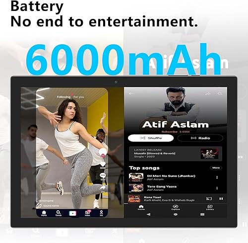 Vista 4 de Tableta Android de 10 pulgadas 2 en 1 con funda para teclado, lápiz capacitivo, 12 GB de RAM 128 GB ROM 1 TB expandir, PC de CPU de cuatro núcleos