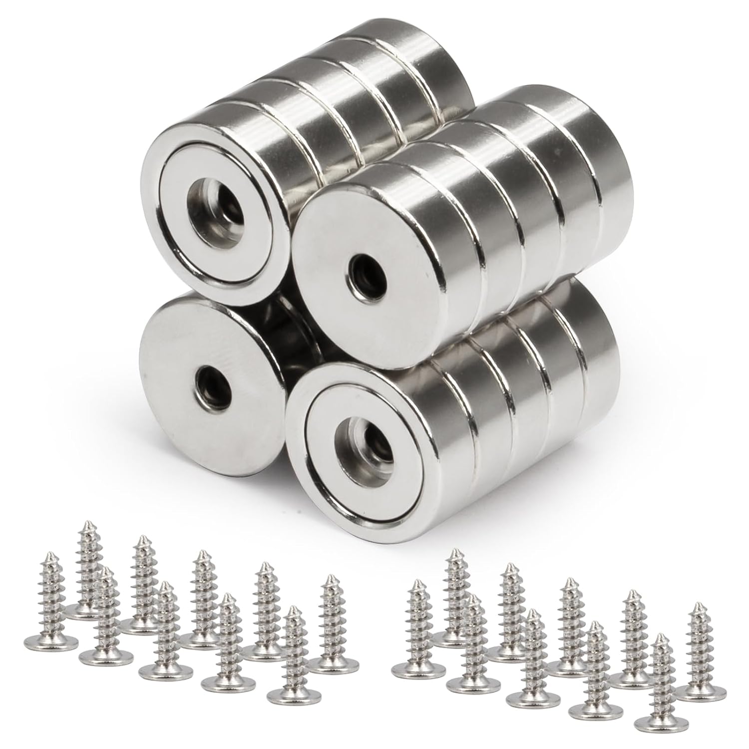 Strong Heavy Duty Magnets Industrial Purposes, 0.63″ Cabinet Magnet, Screw On Magnets for Home Renovation, Door, Mounting, Tools – 20 Pack