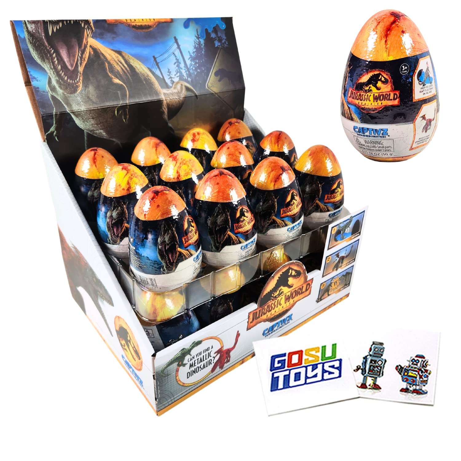 Jurassic World Dominion Captivz Case (24 Pack) with 2 Gosutoys Stickers