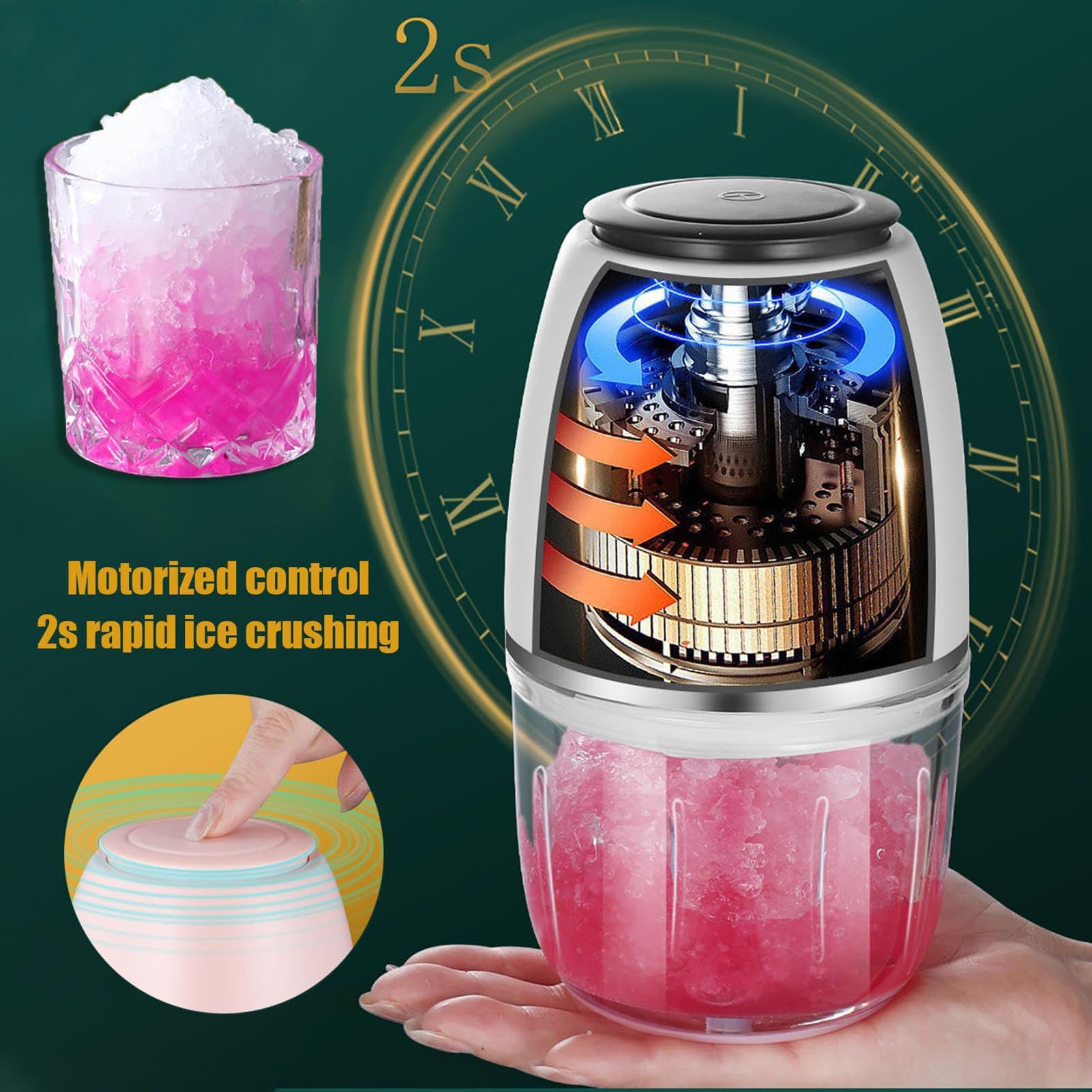 SenhE Trituradora de Hielo Eléctrica, Máquina de Granizado Trituradora de Hielo Eléctrica Rápida Comercial, para Hacer Conos de Nieve, Cócteles, Frappe, Té Helado y Café