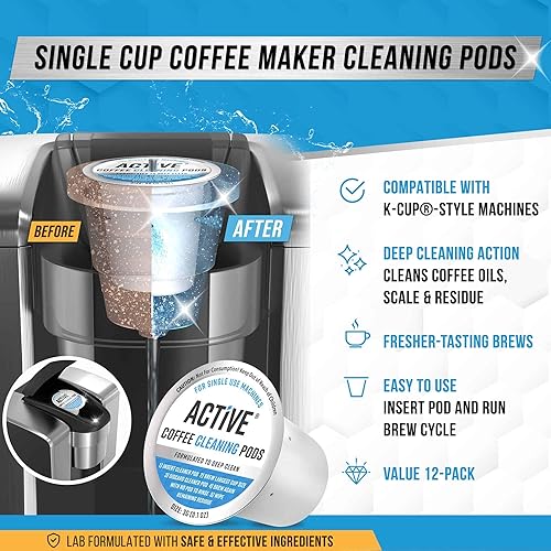 Miniatura 2 de ACTIVE Cápsulas de limpieza Keurig compatibles con K-Cup  Limpiadores de enjuague rápido para cafetera de una sola porción, kit de limpieza de