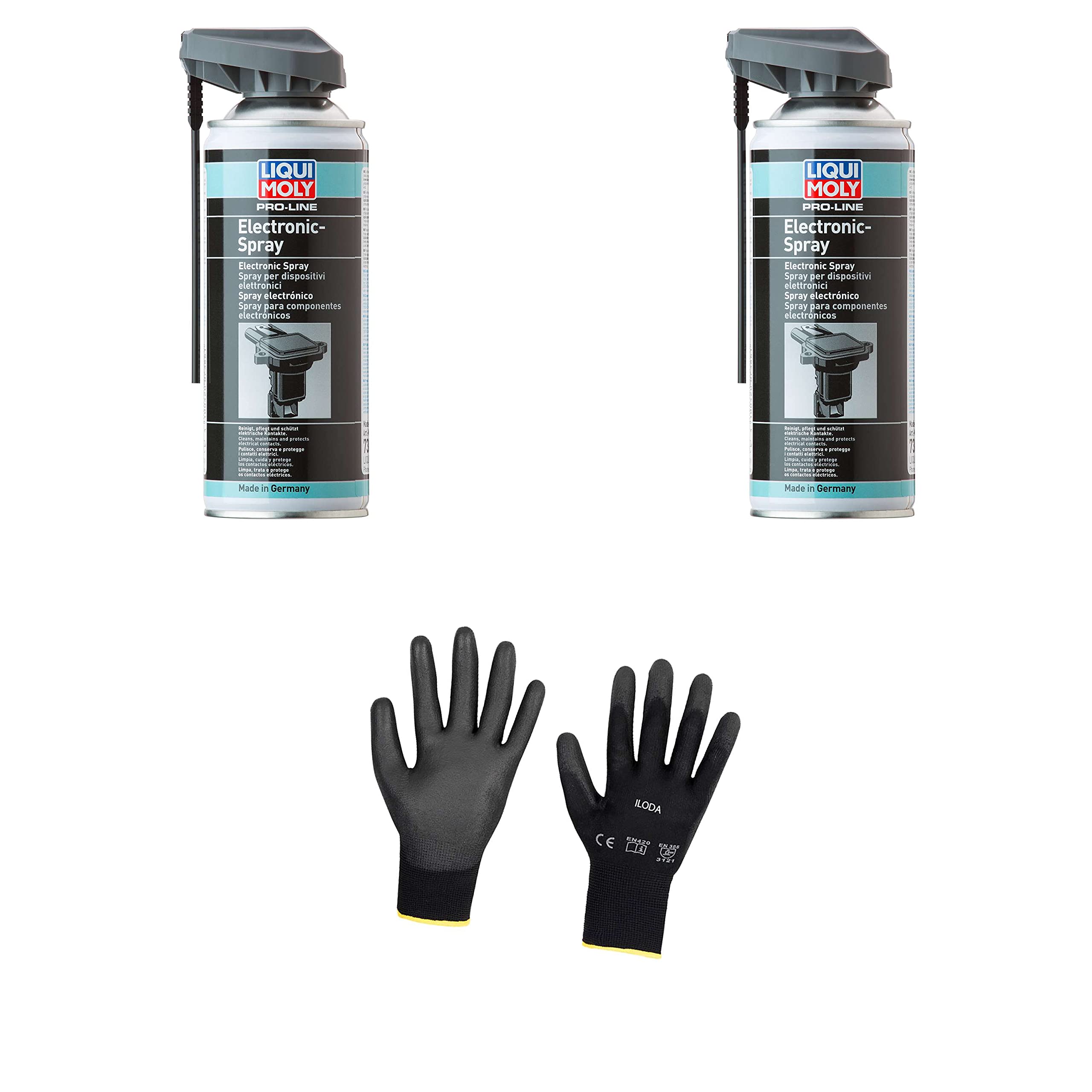 2xOriginal Liqui Moly 400ml Pro-Line Elektronikspray 7386 Schutzhandschuhe