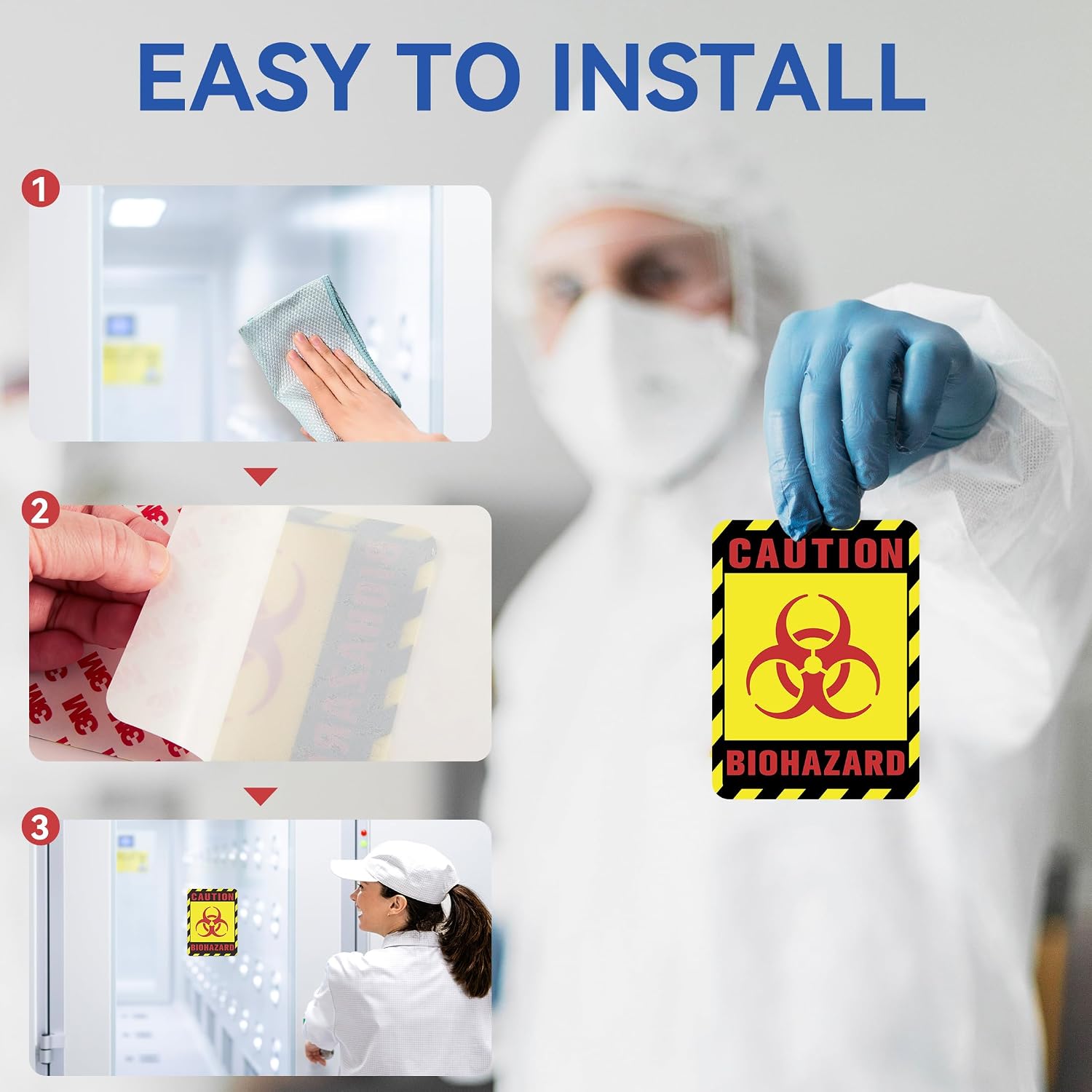 Biohazard Sticker Sign,Self-Adhesive Waterproof Durable Vinyl Biohazard Warning Hazard Labels, Toxic Waste Sticker for Labs Hospitals and Industrial Use Universal Biohazard Symbol 5.3" x 3.9"