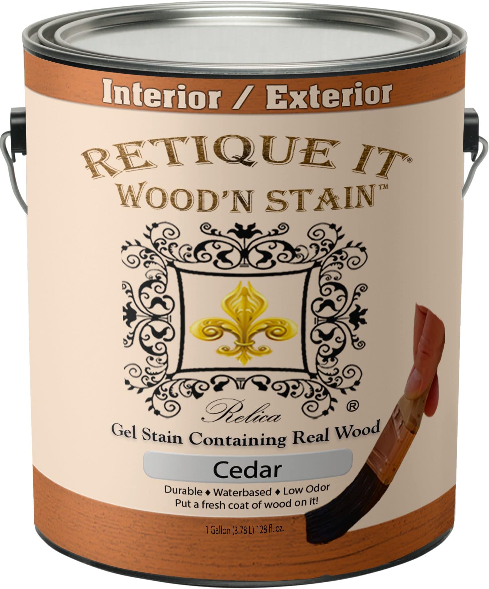 Retique It Wood'n Stain - Liquid Wood Gel Stain Interior/Exterior (128 oz (Gallon), 60 Cedar)