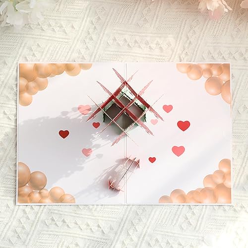 Miniatura 4 de Tarjeta de regalo para el día de San Valentín para ella, tarjeta desplegable de aniversario, tarjetas de felicitación 3D hechas a mano con sobre,