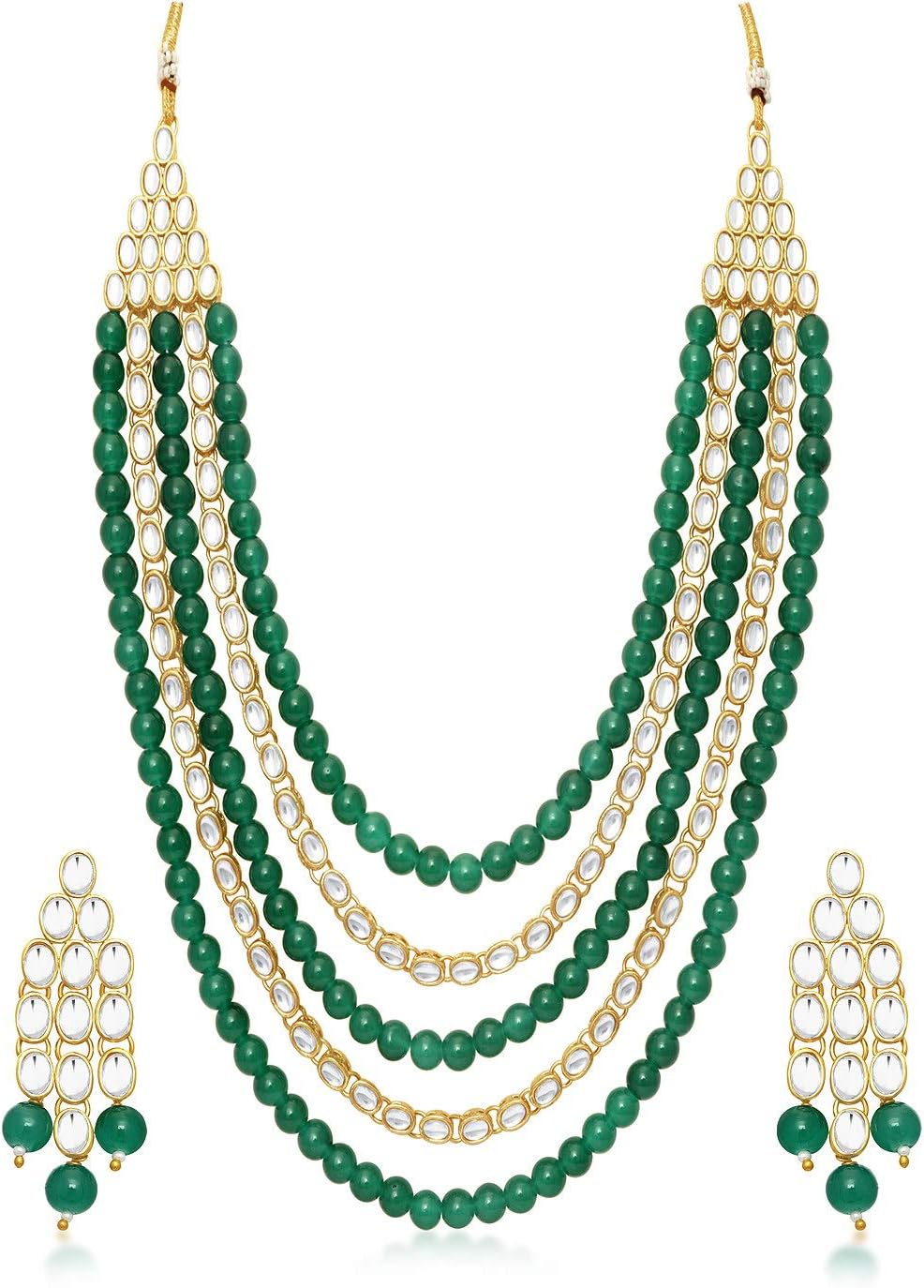 SukkhiTrendy Gold Plated Wedding Jewellery Kundan Long HaRAM Necklace Set For Women (N73505_D1)